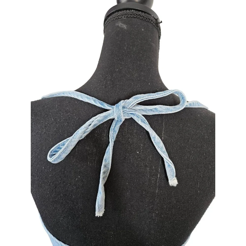 BDG Urban Outfitters XS Maggie Denim Halter Top W/ Zip Closure Light Blue - Picture 6 of 10